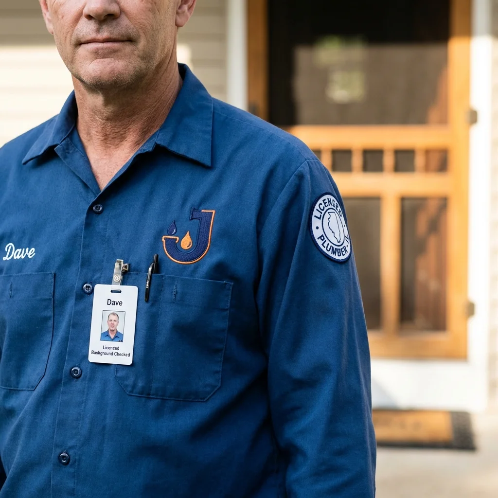 Licensed plumber showing ID badge in Farmingville, NY