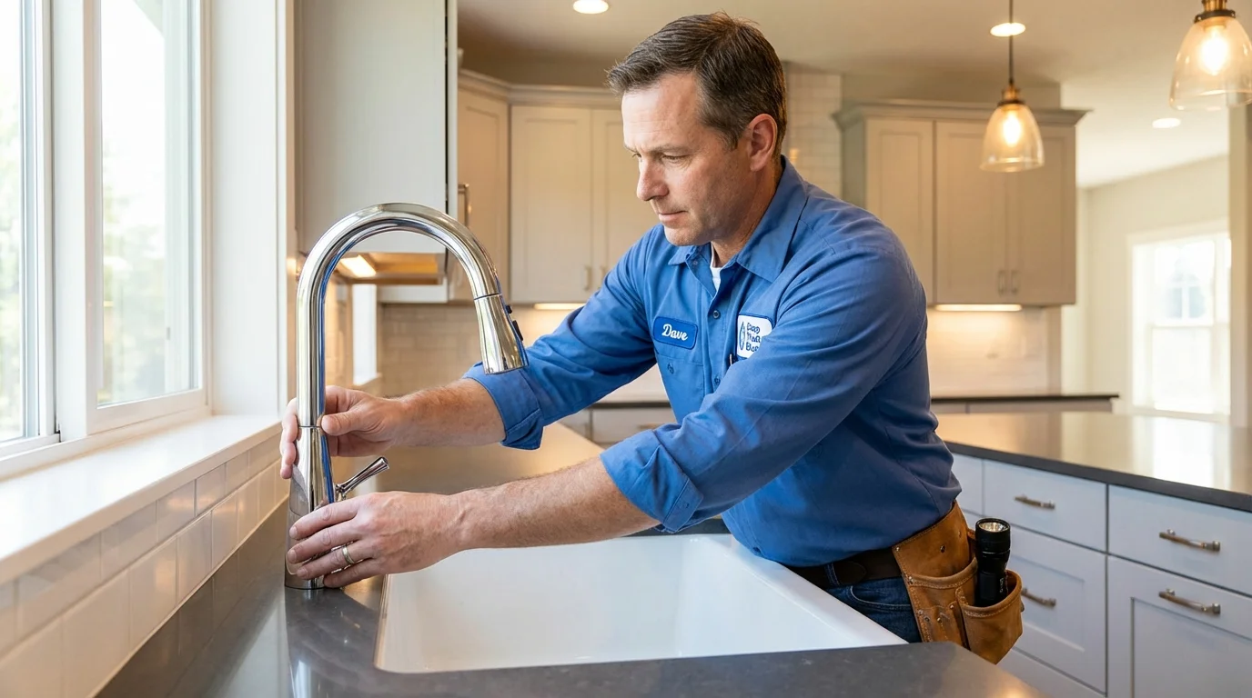 Kitchen faucet installation by Johns Plumbing LLC in Farmingville